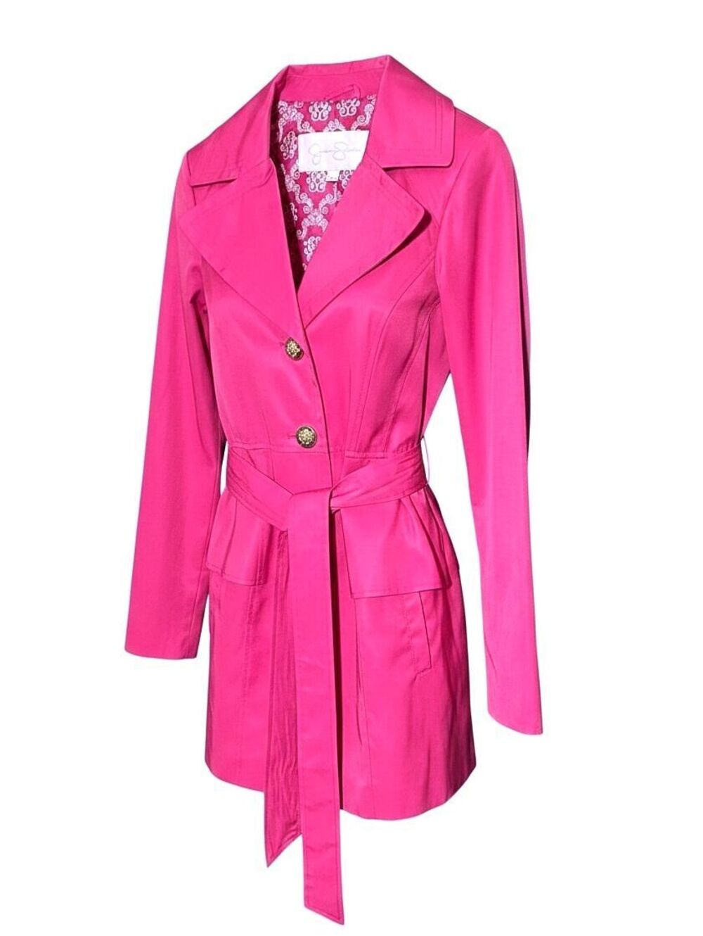 JESSICA SIMPSON Womens (S) Spring Pink Lightweight Cotton-Stretch Trench Coat